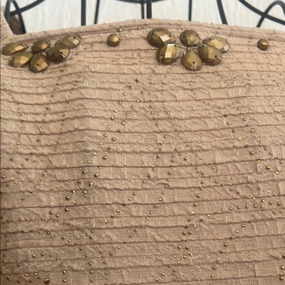 XL Elegant Beige Embellished Women's Top - Picture 4 of 9